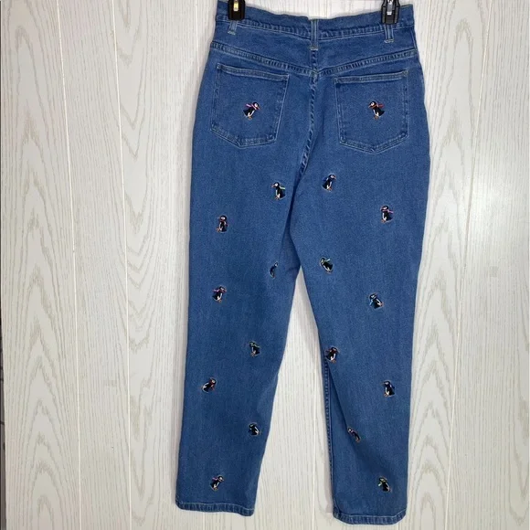 Vintage Embroidered Penguin High Rise Jeans by Quacker Factory 26/27” Waist - Picture 5 of 13